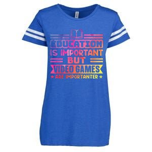 Education Is Important But Video Games Is Importanter Enza Ladies Jersey Football T-Shirt