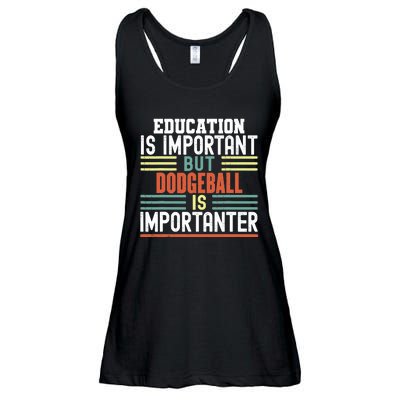 Education is Important but Dodgeball is Importanter Funny Ladies Essential Flowy Tank