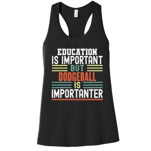 Education is Important but Dodgeball is Importanter Funny Women's Racerback Tank