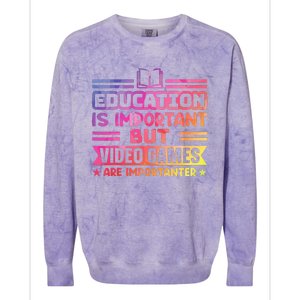 Education Is Important But Video Games Is Importanter Colorblast Crewneck Sweatshirt