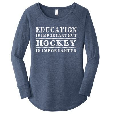 Education Is Important But Hockey Is Importanter Gift Women's Perfect Tri Tunic Long Sleeve Shirt