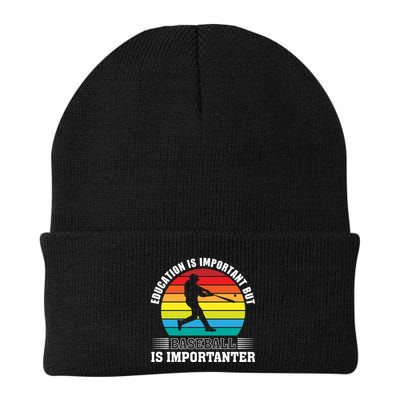 Education Is Important But Baseball Is Importanter Funny Baseball Vintagesunset Beanie