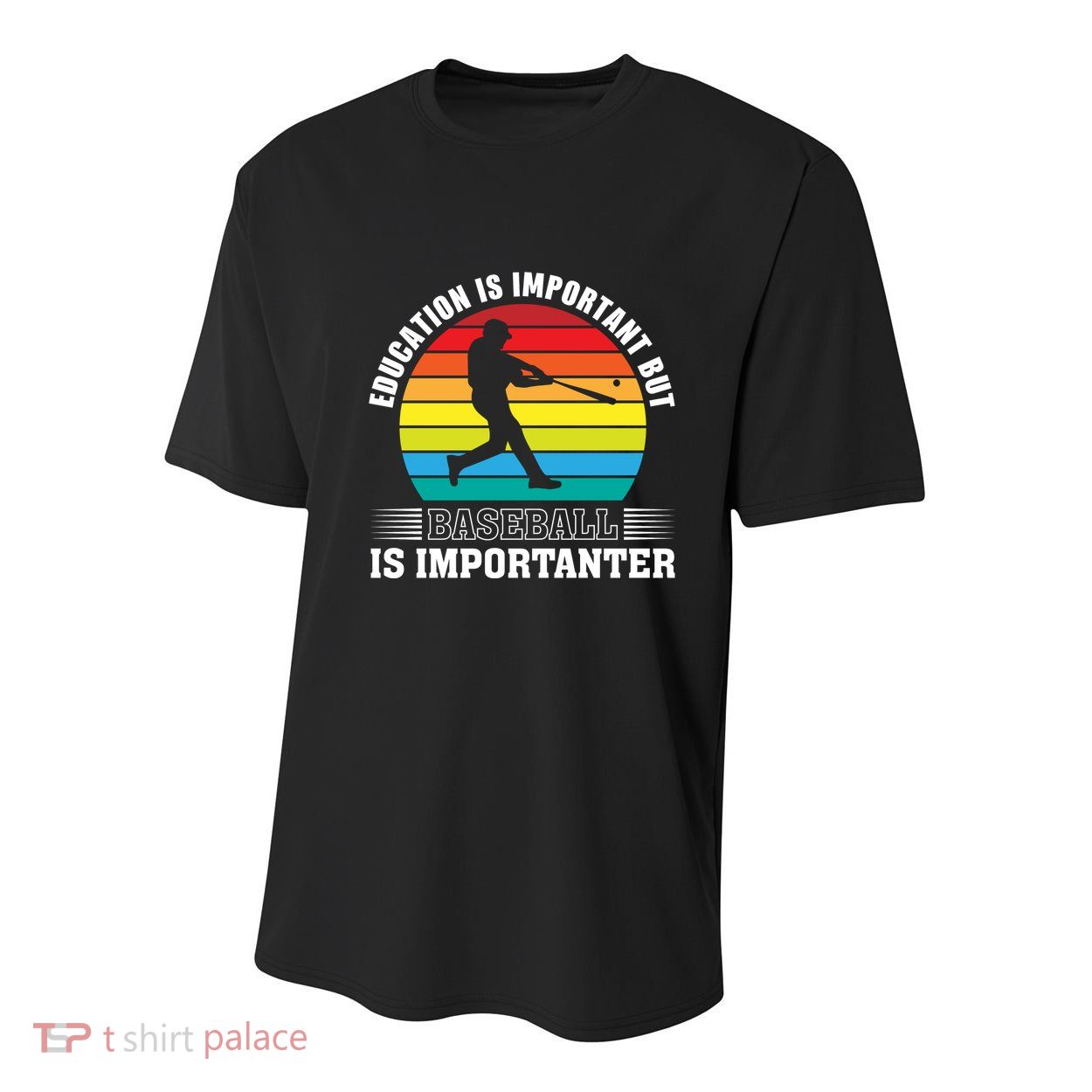 Education Is Important But Baseball Is Importanter Funny Baseball Vintagesunset Youth Performance Sprint T-Shirt