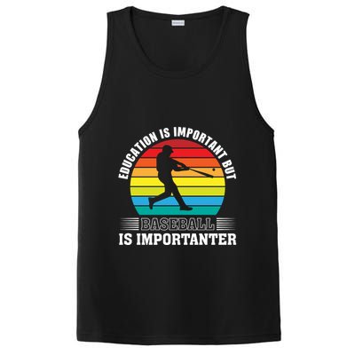 Education Is Important But Baseball Is Importanter Funny Baseball Vintagesunset PosiCharge Competitor Tank
