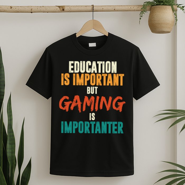 Education Is Important But Gaming Is Importanter Funny T-Shirt