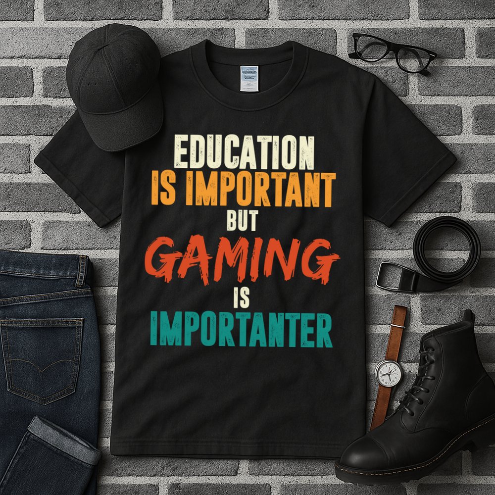 Education Is Important But Gaming Is Importanter Funny Tall T-Shirt
