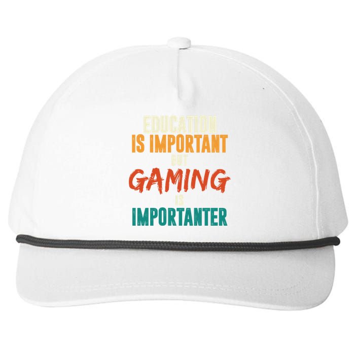 Education Is Important But Gaming Is Importanter Funny Snapback Five-Panel Rope Hat