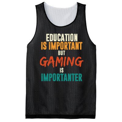 Education Is Important But Gaming Is Importanter Funny Mesh Reversible Basketball Jersey Tank