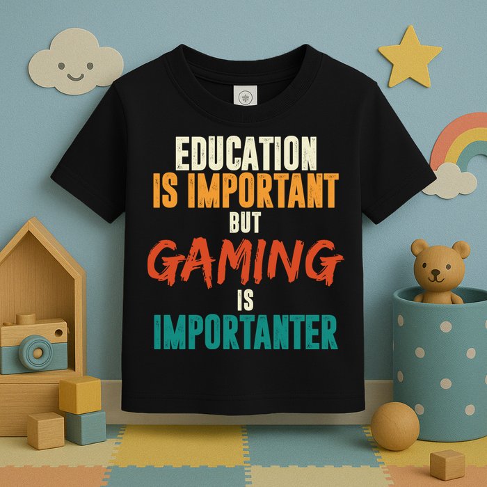 Education Is Important But Gaming Is Importanter Funny Toddler T-Shirt