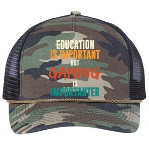 Education Is Important But Gaming Is Importanter Funny Retro Rope Trucker Hat Cap