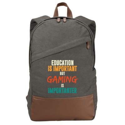 Education Is Important But Gaming Is Importanter Funny Cotton Canvas Backpack