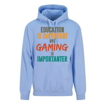 Education Is Important But Gaming Is Importanter Funny Unisex Surf Hoodie