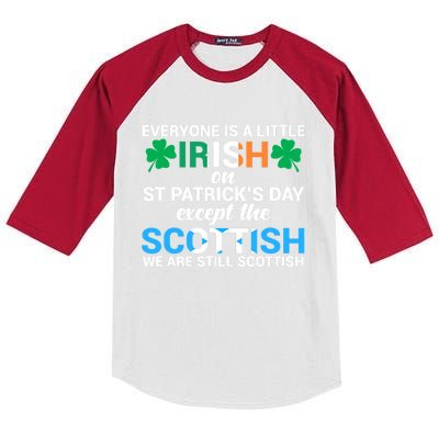 Everyone Is Irish Except Scottish On St Patrick's Day Gift Kids Colorblock Raglan Jersey