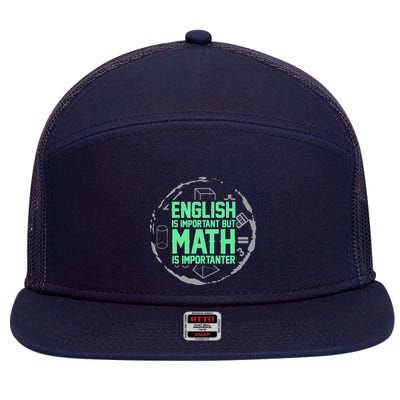English Is Important But Math Is Importanter Math Lover 7 Panel Mesh Trucker Snapback Hat
