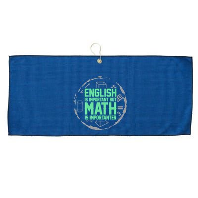 English Is Important But Math Is Importanter Math Lover Large Microfiber Waffle Golf Towel