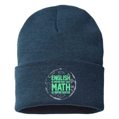 English Is Important But Math Is Importanter Math Lover Sustainable Knit Beanie