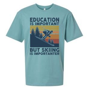 Education Is Important But Skiing Is Importanter Skiing Gift Sueded Cloud Jersey T-Shirt