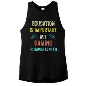 Education Is Important But Gaming Is Importanter Gamer Ladies PosiCharge Tri-Blend Wicking Tank