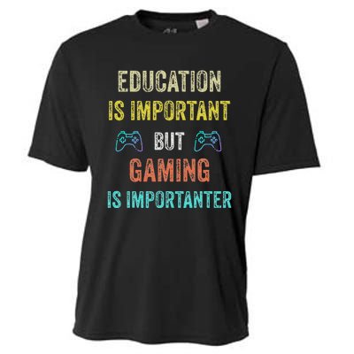 Education Is Important But Gaming Is Importanter Gamer Cooling Performance Crew T-Shirt