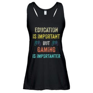 Education Is Important But Gaming Is Importanter Gamer Ladies Essential Flowy Tank