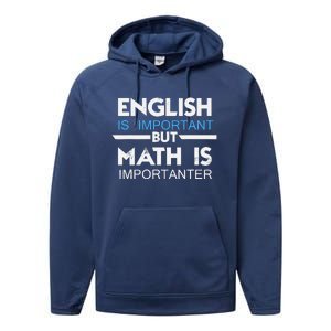 English Is Important But Math Is Importanter Funny Gift Joke Performance Fleece Hoodie