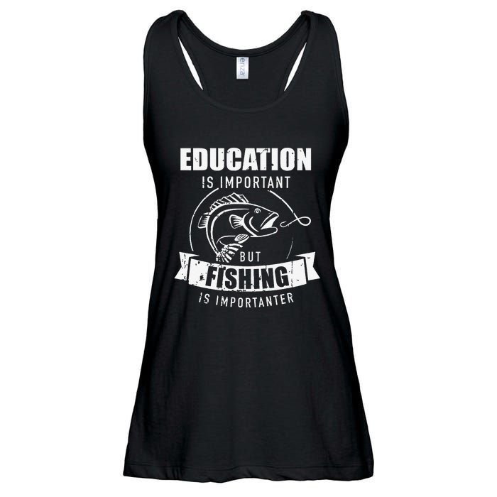 Education Is Important But Fishing Is Importanter Ladies Essential Flowy Tank