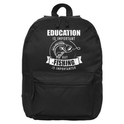 Education Is Important But Fishing Is Importanter 16 in Basic Backpack