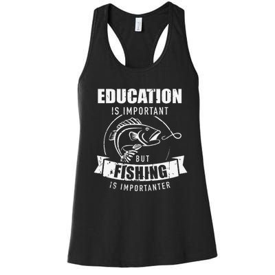 Education Is Important But Fishing Is Importanter Women's Racerback Tank