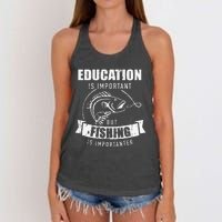 Education Is Important But Fishing Is Importanter Women's Knotted Racerback Tank