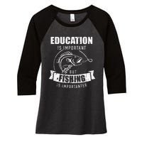 Education Is Important But Fishing Is Importanter Women's Tri-Blend 3/4-Sleeve Raglan Shirt