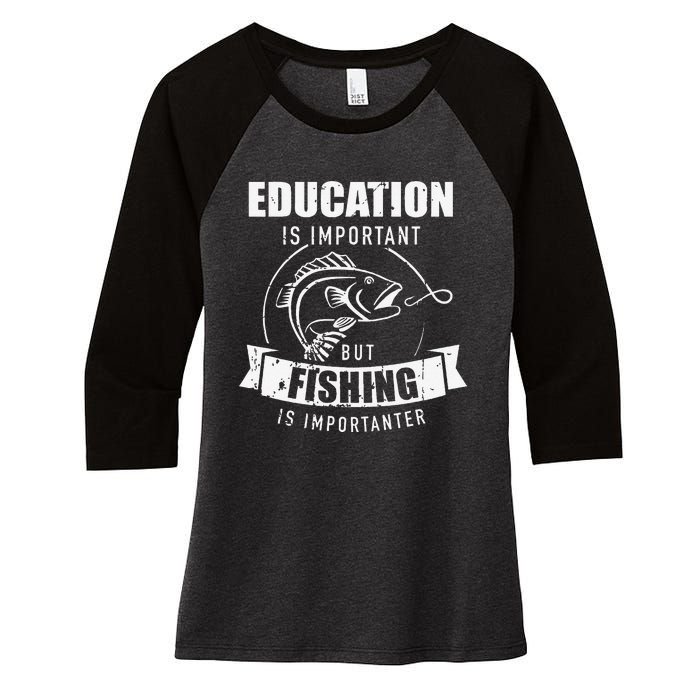 Education Is Important But Fishing Is Importanter Women's Tri-Blend 3/4-Sleeve Raglan Shirt