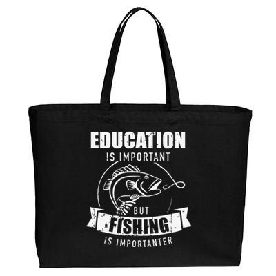 Education Is Important But Fishing Is Importanter Cotton Canvas Jumbo Tote