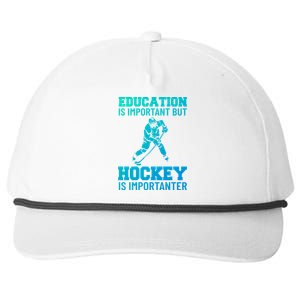 Education Is Important But Hockey Is Importanter Ice Hockey Gift Snapback Five-Panel Rope Hat