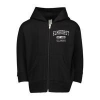 Elmhurst Illinois Il Vintage Established Sports Toddler Zip Fleece Hoodie