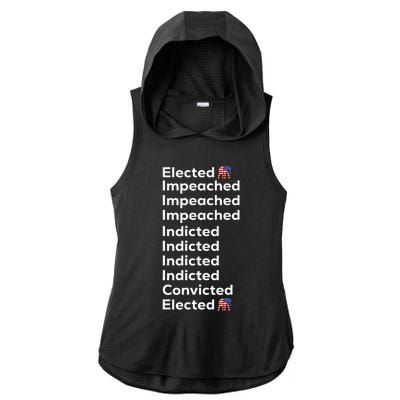 Elected Impeached Indicted Convicted Pro Trump Ladies PosiCharge Tri-Blend Wicking Draft Hoodie Tank