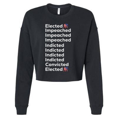 Elected Impeached Indicted Convicted Pro Trump Cropped Pullover Crew