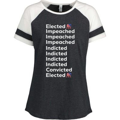 Elected Impeached Indicted Convicted Pro Trump Enza Ladies Jersey Colorblock Tee