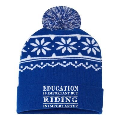 Education Is Important But Horse Riding Importanter Gift USA-Made Snowflake Beanie