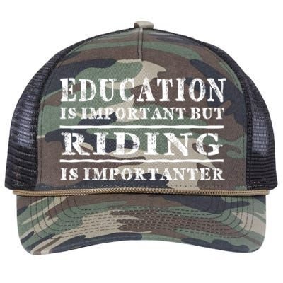 Education Is Important But Horse Riding Importanter Gift Retro Rope Trucker Hat Cap