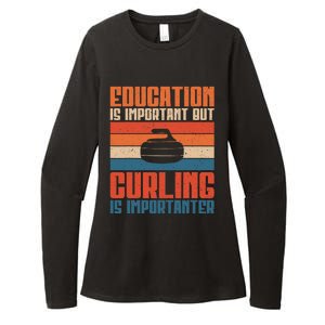 Education Is Important But Curling Is Importanter Curling Womens CVC Long Sleeve Shirt