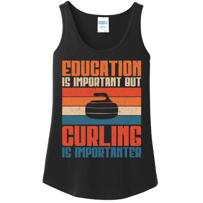 Education Is Important But Curling Is Importanter Curling Ladies Essential Tank