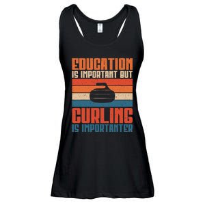 Education Is Important But Curling Is Importanter Curling Ladies Essential Flowy Tank