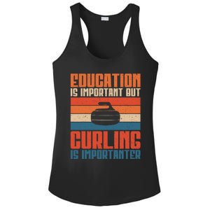 Education Is Important But Curling Is Importanter Curling Ladies PosiCharge Competitor Racerback Tank