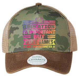 Education Is Important But Video Games Is Importanter Funny Legacy Tie Dye Trucker Hat