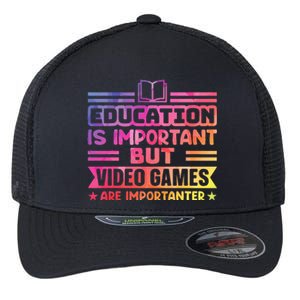 Education Is Important But Video Games Is Importanter Funny Flexfit Unipanel Trucker Cap