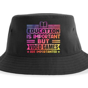 Education Is Important But Video Games Is Importanter Funny Sustainable Bucket Hat