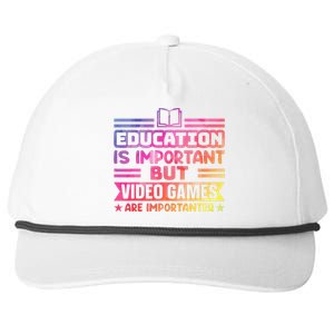 Education Is Important But Video Games Is Importanter Funny Snapback Five-Panel Rope Hat