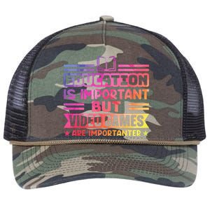 Education Is Important But Video Games Is Importanter Funny Retro Rope Trucker Hat Cap