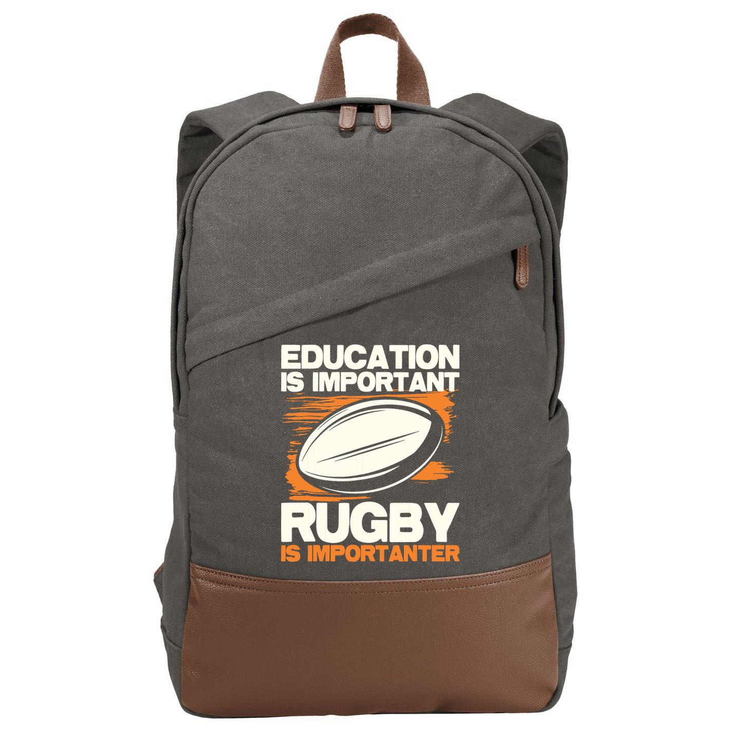 Education Is Important Rugby Is Importanter Sports Lover Cotton Canvas Backpack