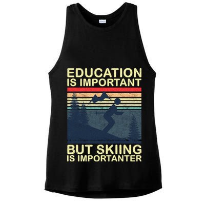 Education Is Important But Skiing Is Importanter Vintage Ladies PosiCharge Tri-Blend Wicking Tank